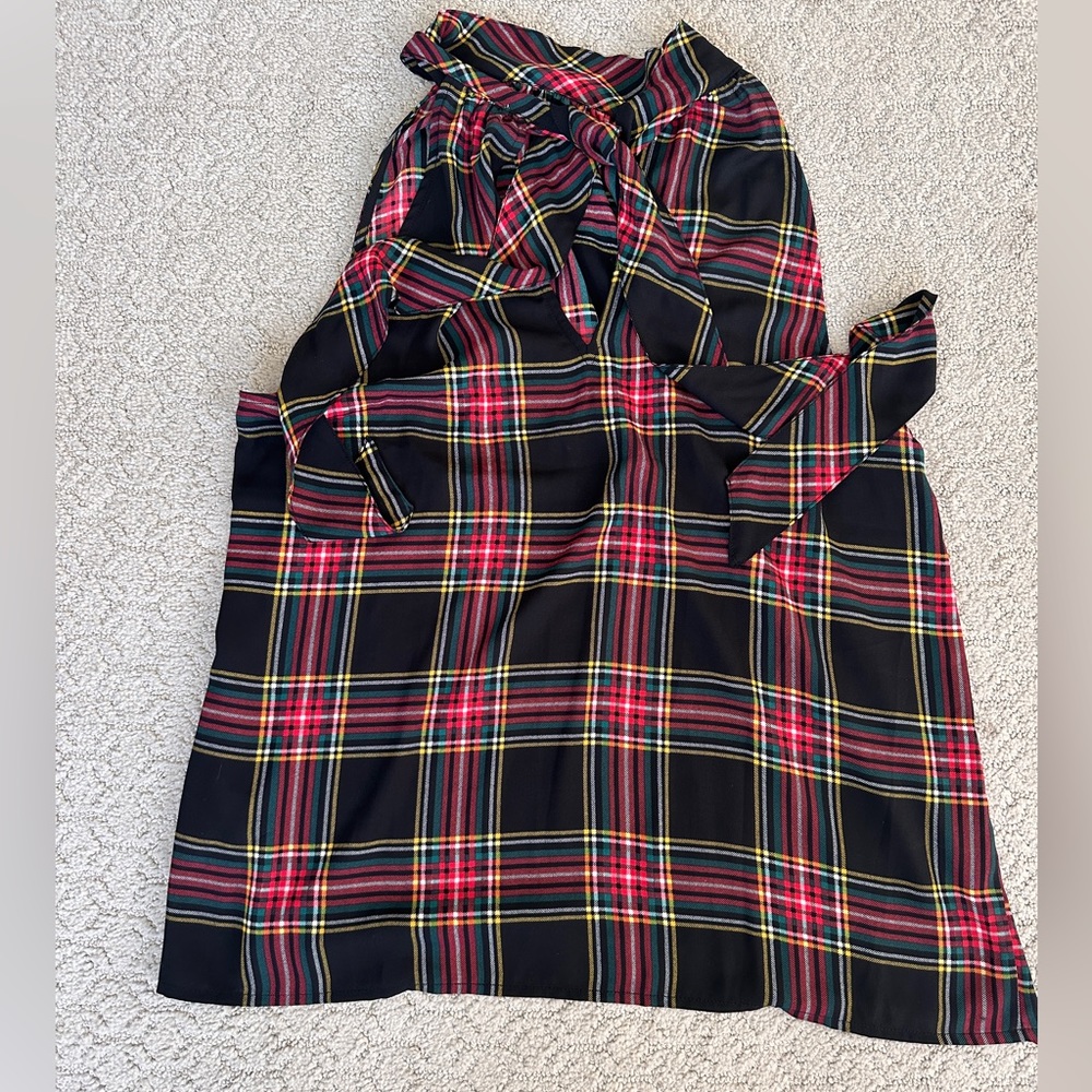 Women’s Jcrew Plaid Tank Top Front Strap Blouse Size 6